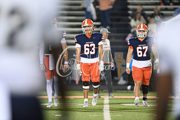 Captains, Xavier Duke, Senior (63) and Joshua Dahan, Senior (67) during second round GHSA Class AAAAAA football action with North Cobb taking on Douglas County