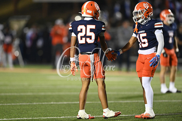 North Cobb Marcus Singleton, Sophomore (25) and Josh Hoskins, Junior (15) during second round GHSA Class AAAAAA football action against Douglas County