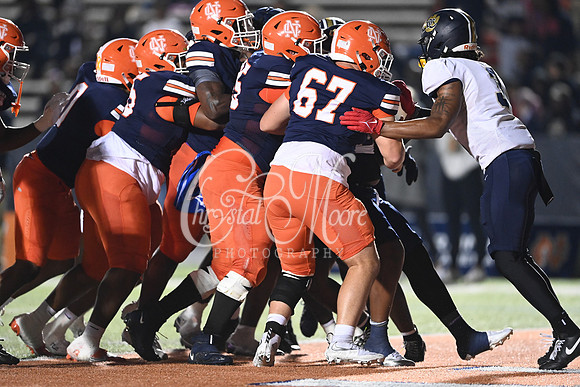 North Cobb offensive line pushes in Zach Belyeu, Sophomore (8) for a touchdown during second round GHSA Class AAAAAA football action against Douglas County