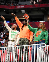 Florida A&M University fans celebrating at the Celebration Bowl game on December 16, 2023