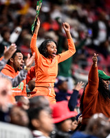 Florida A&M University fans celebrating an interception at the Celebration Bowl game on December 16, 2023