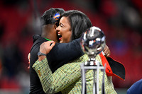 Florida A&M University Head Coach, Willie Simmons and VP and Director of Athletics, Tiffani-Dawn B. Sykes celebrating as Champion Bowl Champions on December 16, 2023